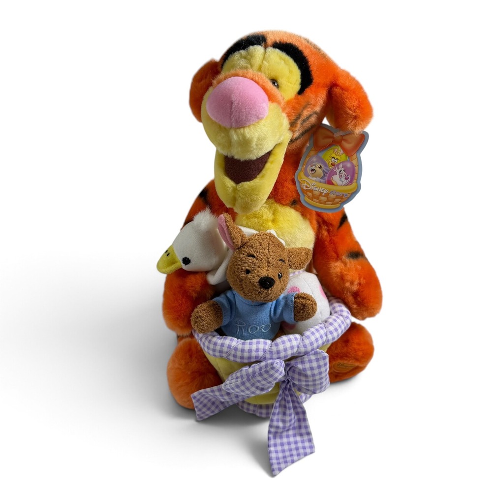 Vintage Disney Store Easter Tigger with Roo Plush 12 Inch Winnie the Pooh RARE